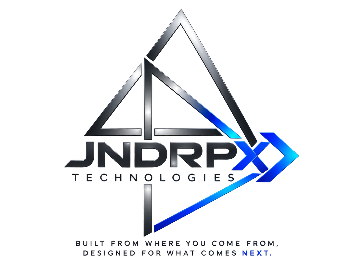 JNDRPX chrome and electric-blue logo
